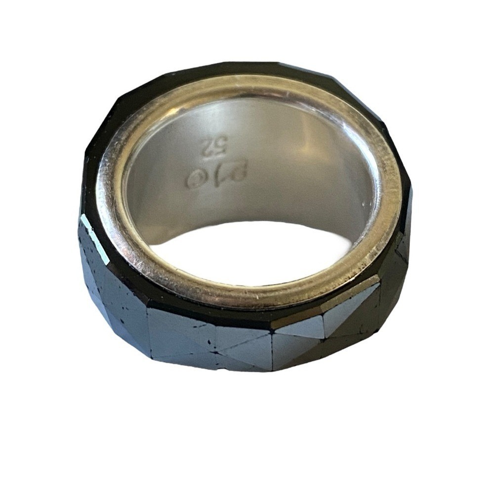 SWAROVSKI NIRVANA RING sz 52 Jet Black Silver Crystal Ring - Picture 4 of 4